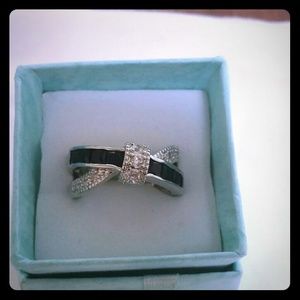 925 SS sapphire and zircon ring